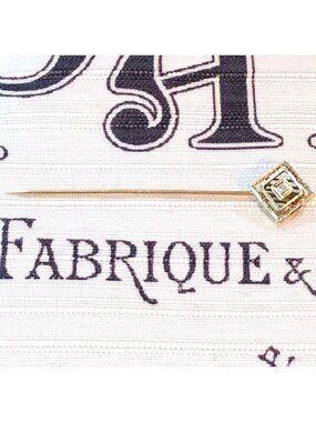 FIX Antique 10K White Gold White Topaz Stick Pin 1.3 Grams